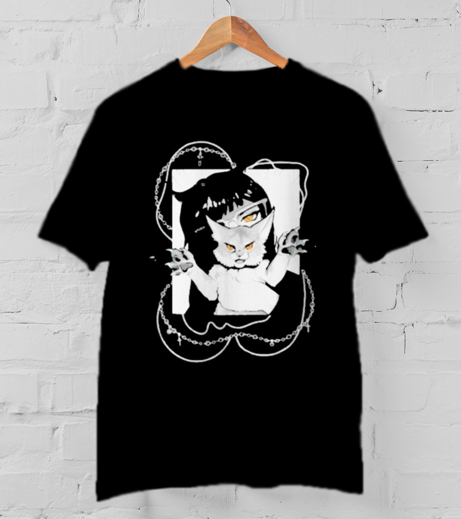 Aspens Cat Attack White Cat And Chains T-Shirt