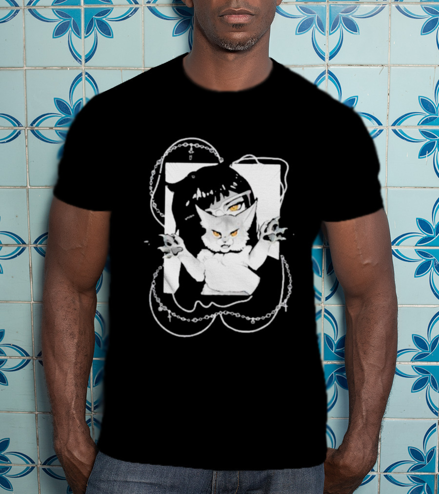 Aspens Cat Attack White Cat And Chains T-Shirt