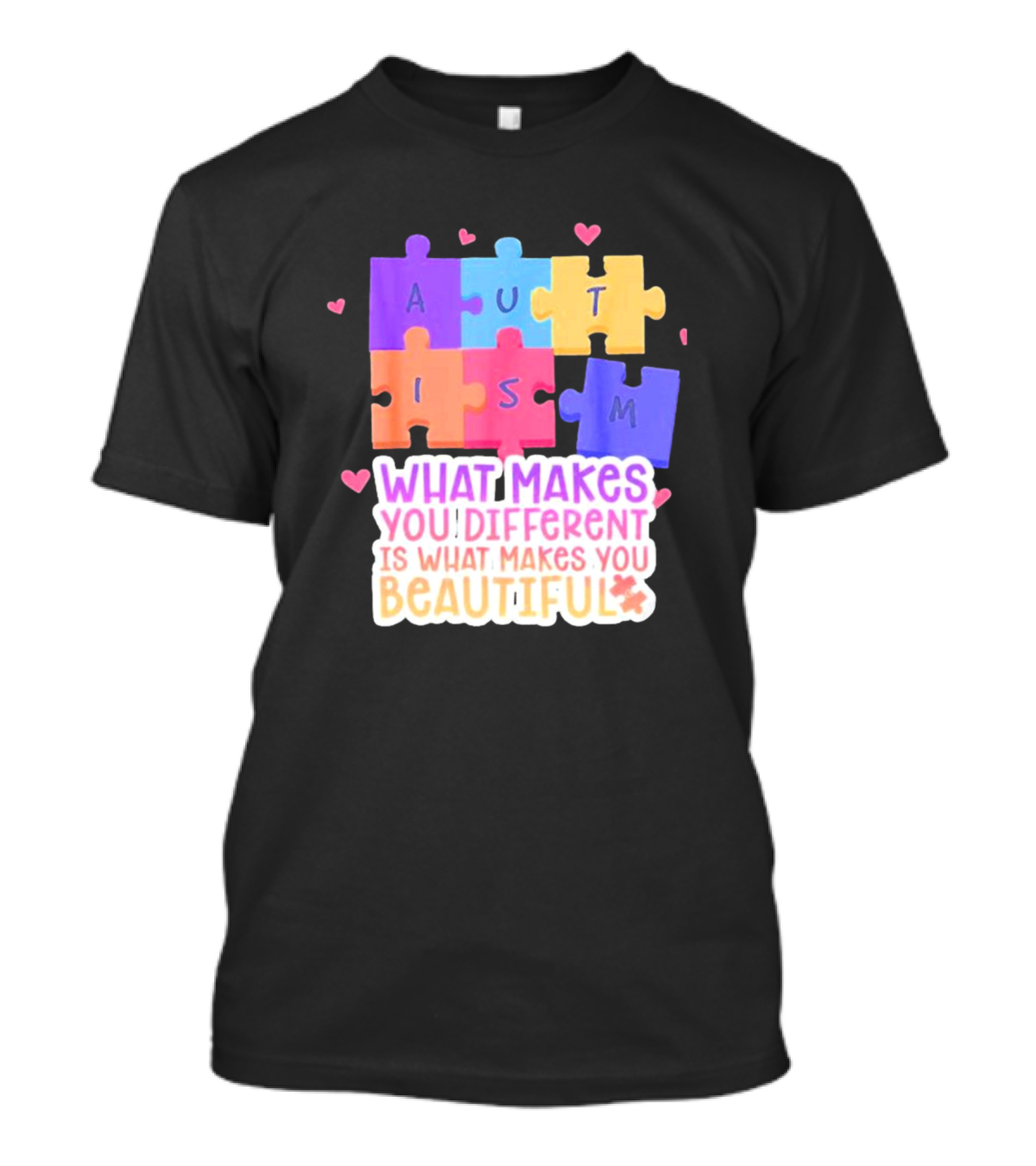 Autism Puzzle Pieces What Makes You Different Is What Makes You Beautiful T-Shirt