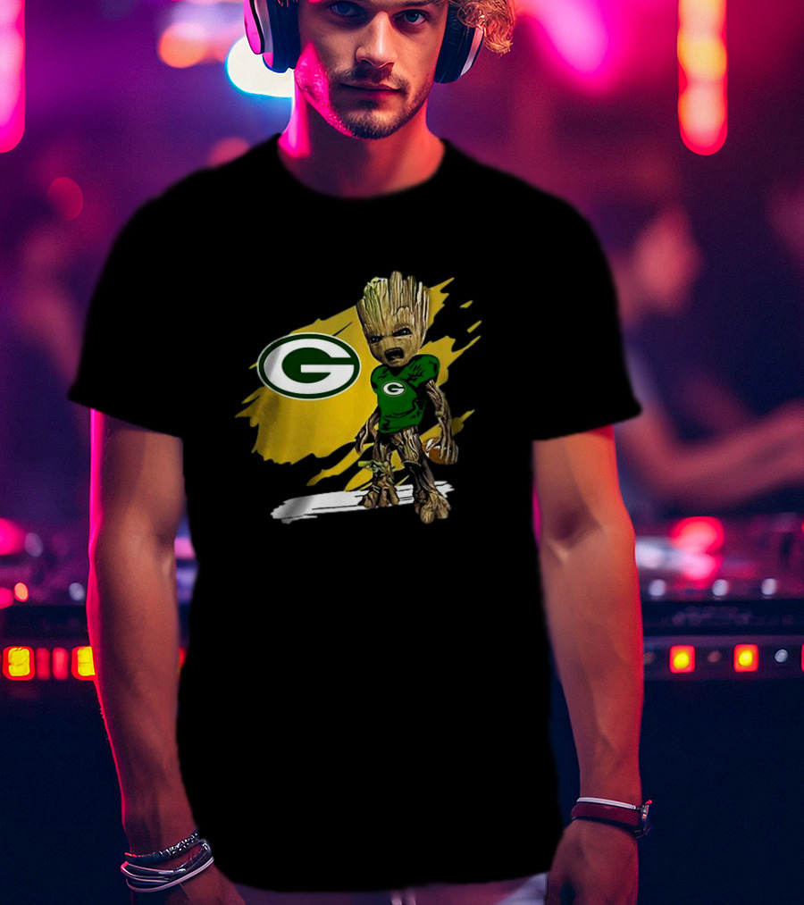Baby Groot Green Bay Packers Football Fan T-Shirt