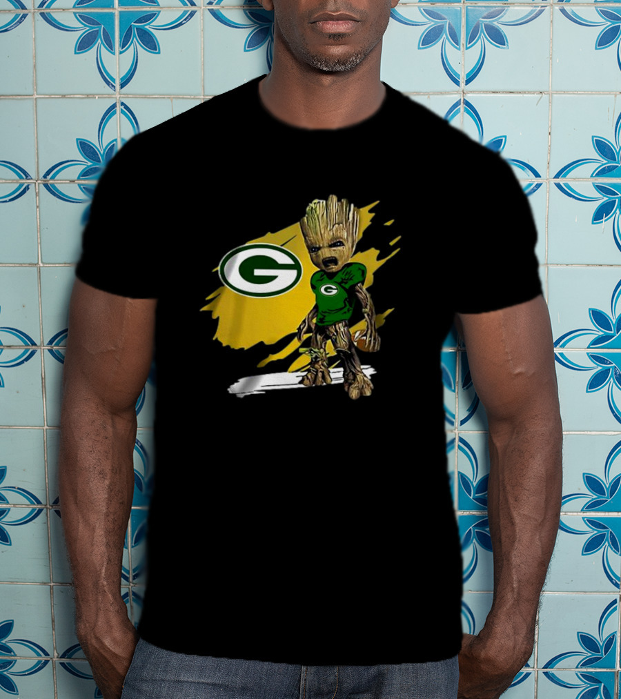 Baby Groot Green Bay Packers Football Fan T-Shirt
