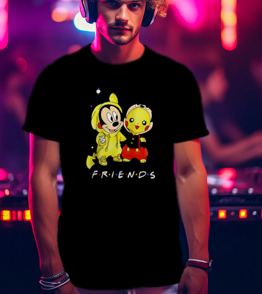 Baby Mickey Mouse And Pikachu Friends Christmas T-Shirt