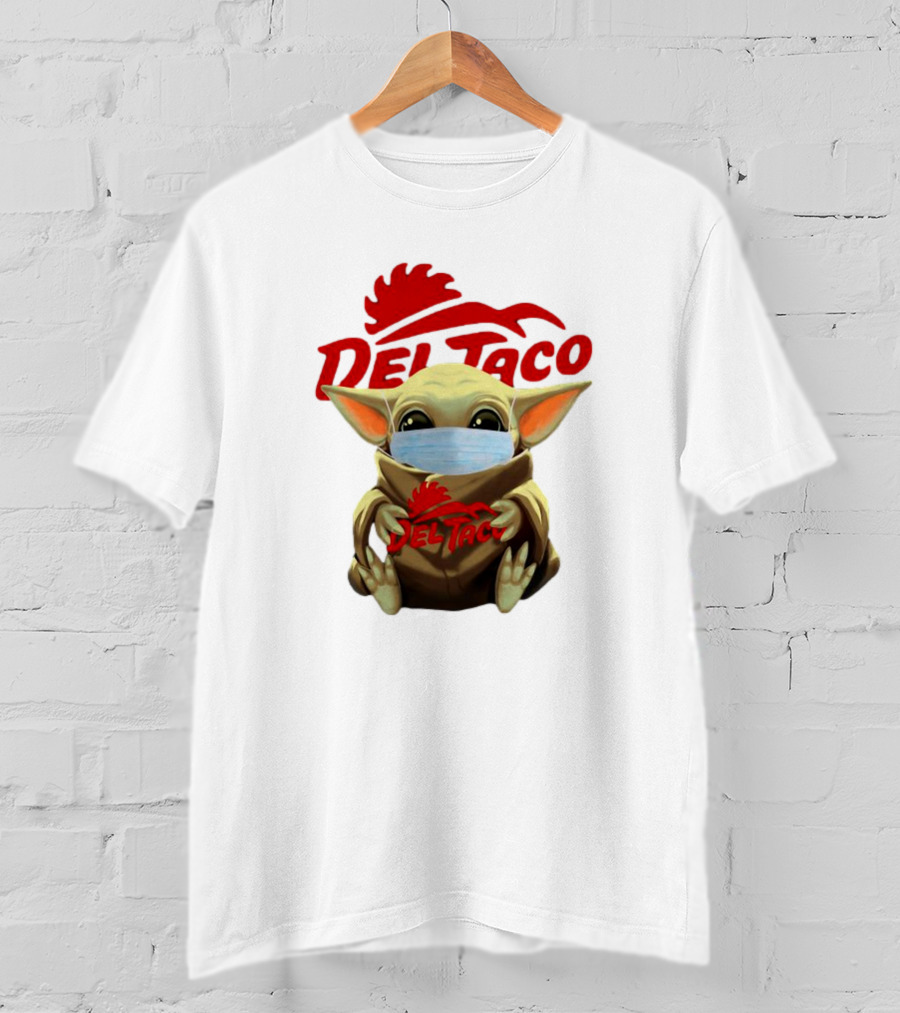 Baby Yoda Wearing Face Mask Holding Del Taco T-Shirt
