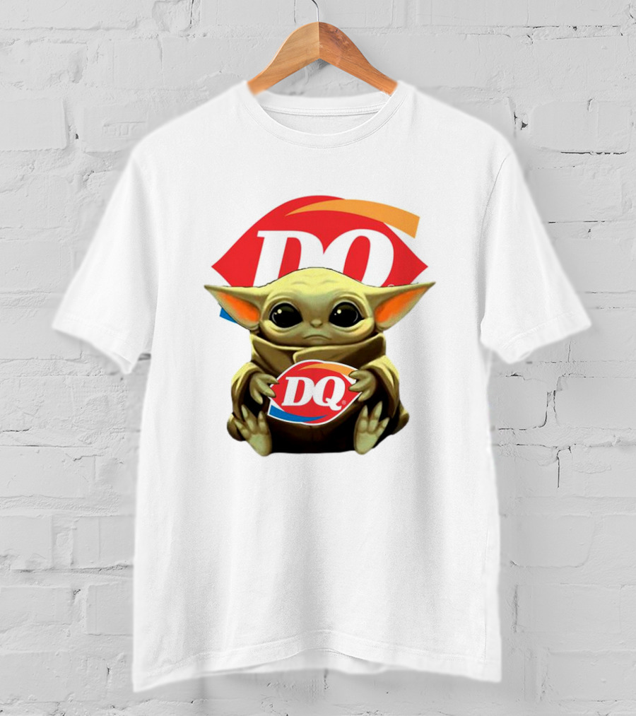 Baby Yoda With DQ Logo Hug T-Shirt