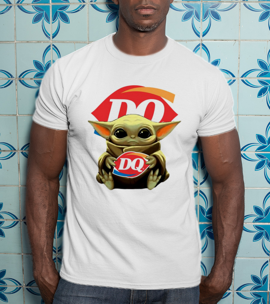 Baby Yoda With DQ Logo Hug T-Shirt