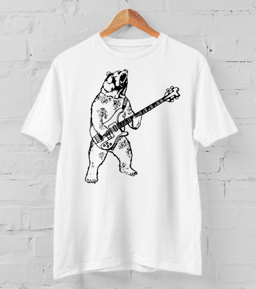 Bear Playing Bass Guitar Rocking Out T-Shirt