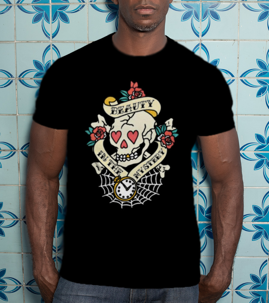 Beauty In The Mystery Skull Roses Clock Tattoo T-Shirt