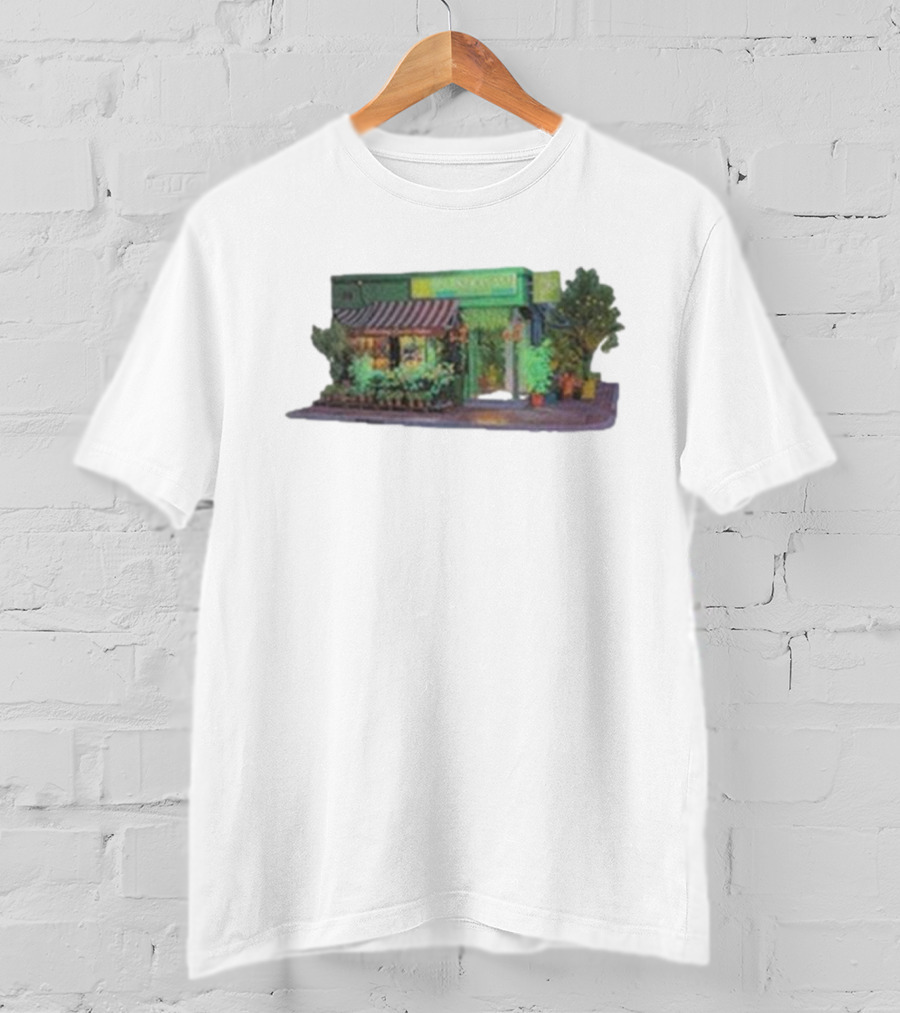 Aplasticplant Botanic Corner Greenhouse Storefront Scene T-Shirt