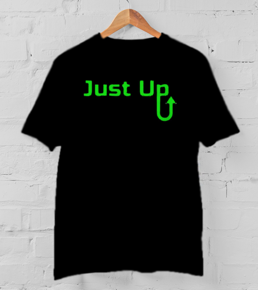 Aroflip Just Up Green Arrow Text T-Shirt