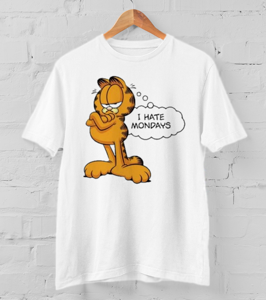 Garfield Comic Character Stating I Hate Mondays With Crossed Arms T-Shirt