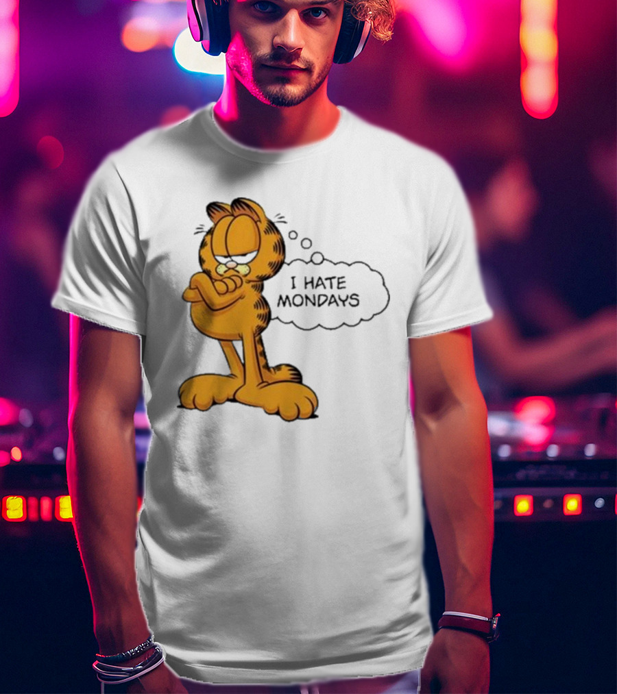 Garfield Comic Character Stating I Hate Mondays With Crossed Arms T-Shirt