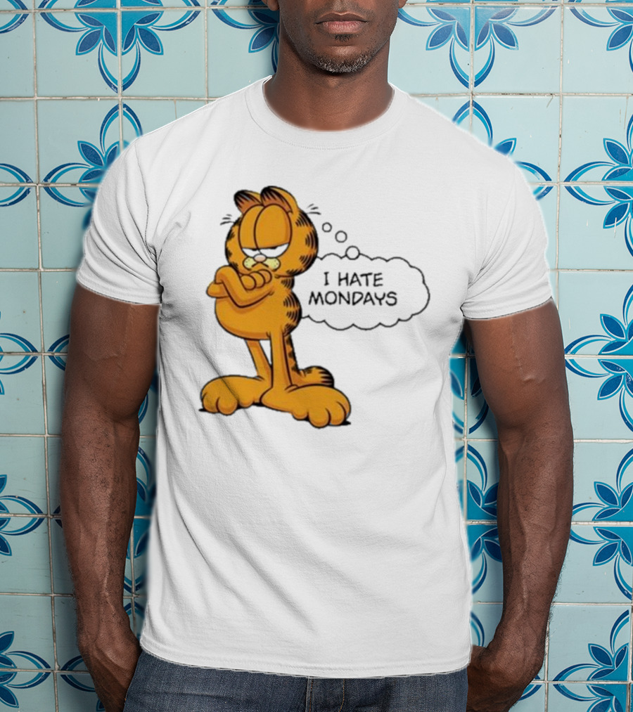 Garfield Comic Character Stating I Hate Mondays With Crossed Arms T-Shirt