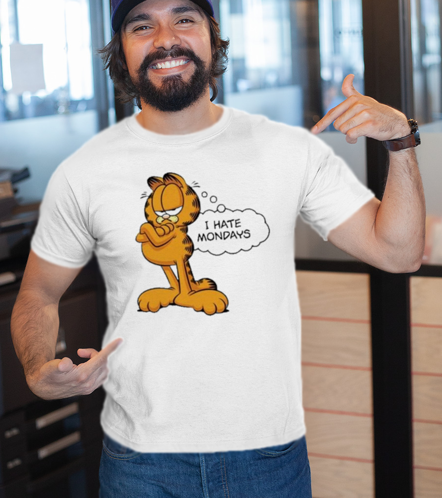 Garfield Comic Character Stating I Hate Mondays With Crossed Arms T-Shirt