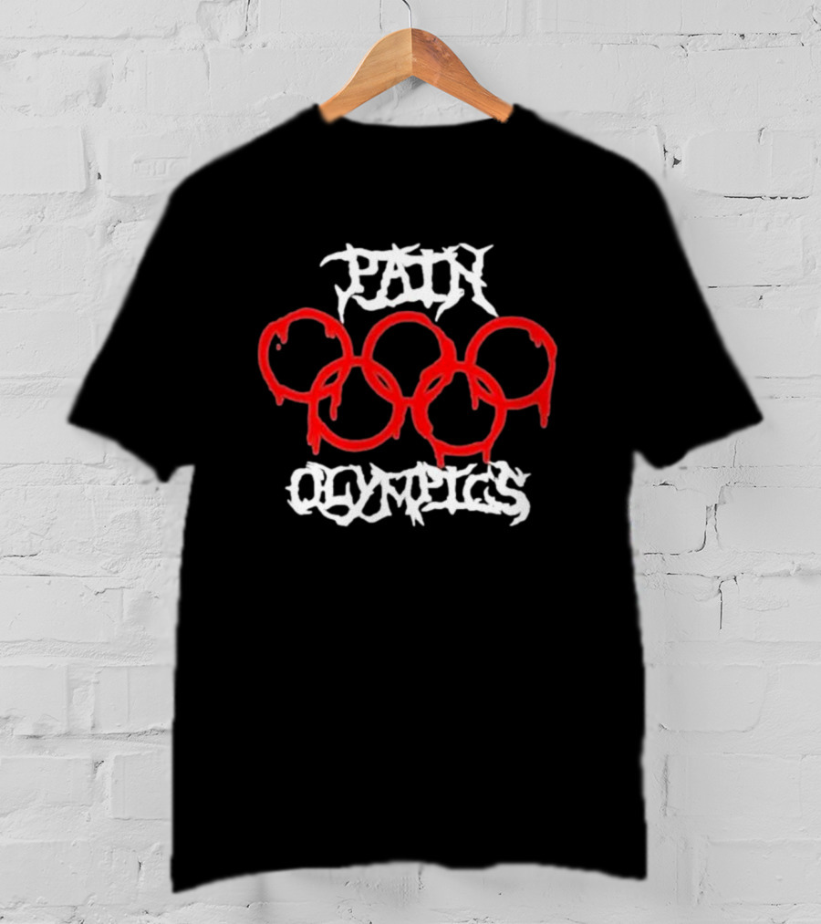 Pain Olympics Melted Rings Dripping Blood Effect T-Shirt
