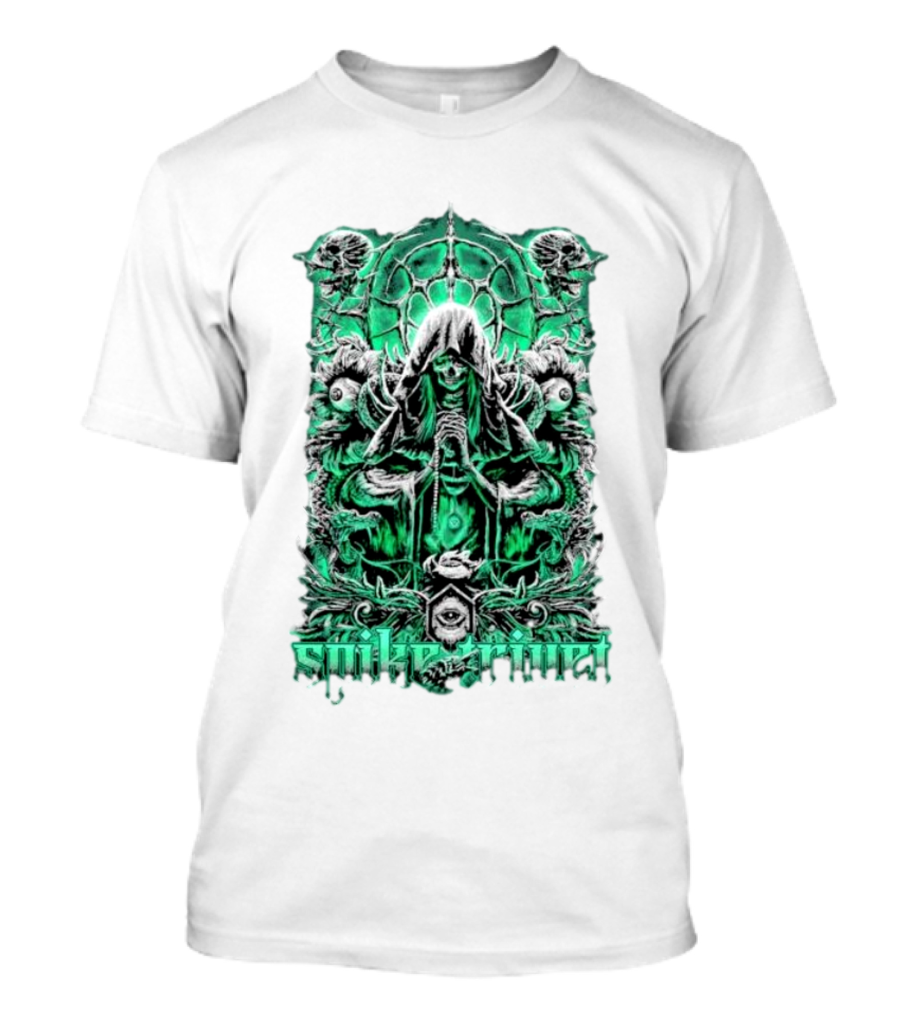 Soul Taker Spike Trivet Green Hooded Figure With Ornate Gothic T-Shirt