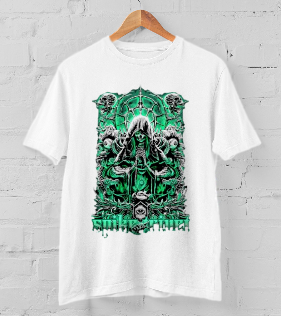 Soul Taker Spike Trivet Green Hooded Figure With Ornate Gothic T-Shirt