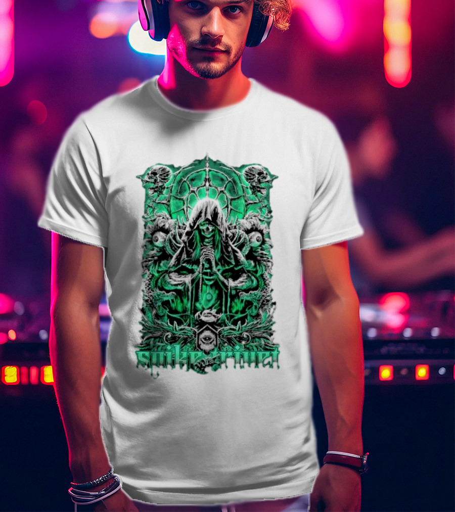 Soul Taker Spike Trivet Green Hooded Figure With Ornate Gothic T-Shirt