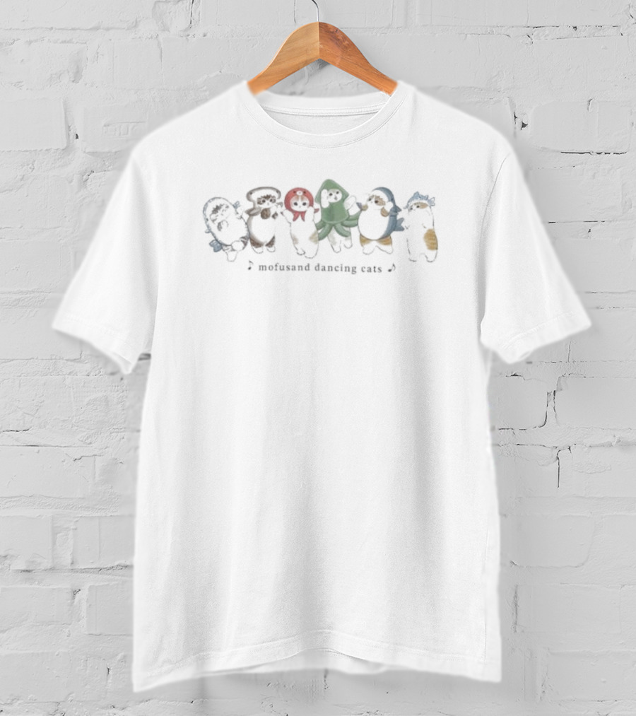 Mofusand Whimsical Dancing Cats Ensemble T-Shirt