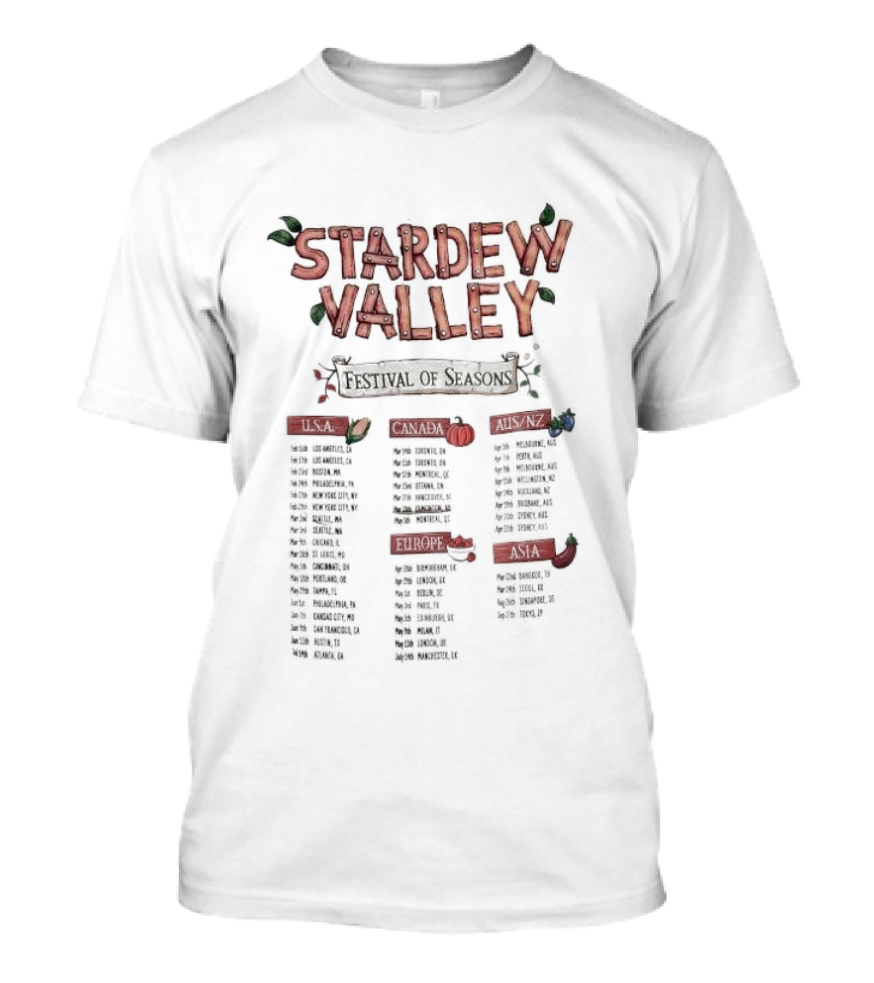 Stardew Valley Festival Of Seasons USA Canada Australia New Zealand Europe Asia Event Dates And Locations T-Shirt