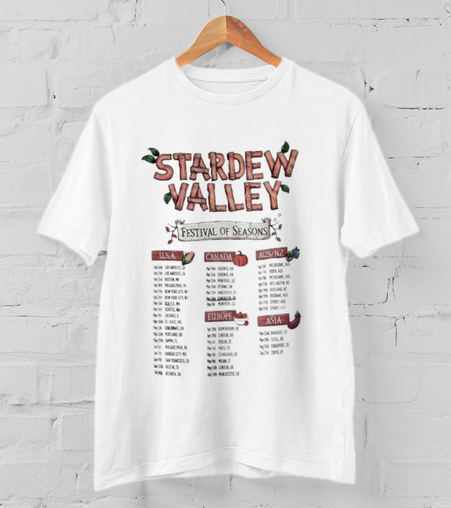Stardew Valley Festival Of Seasons USA Canada Australia New Zealand Europe Asia Event Dates And Locations T-Shirt