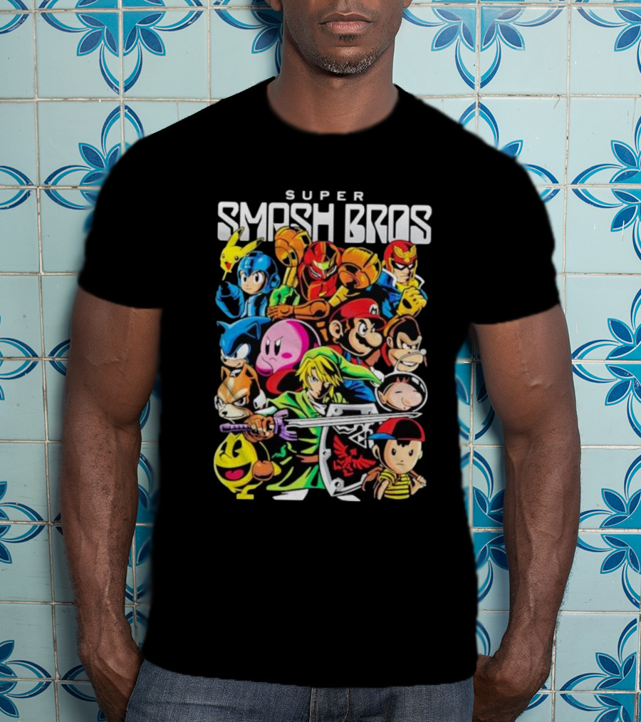 Super Smash Bros Iconic Video Game Characters Draculabyte Wario64 T-Shirt