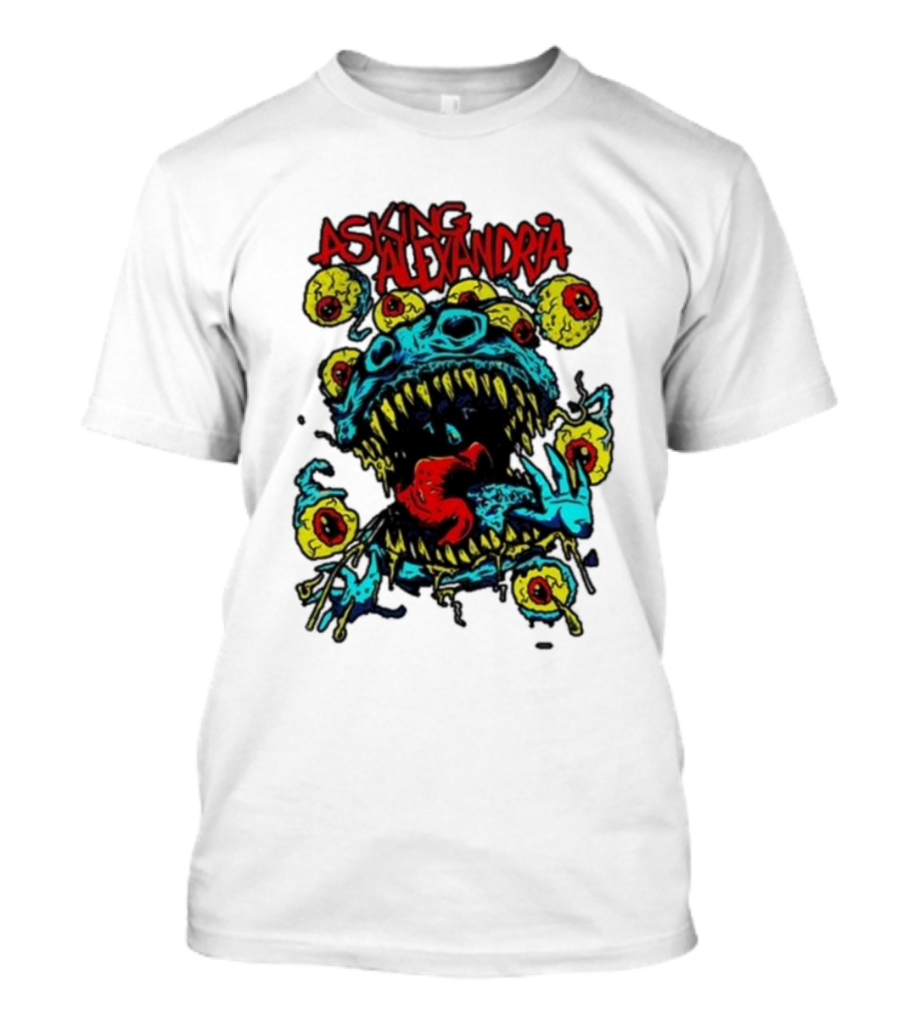 Asking Alexandria Eyeball Monster With Multiple Eyes And Fanged Mouth T-Shirt