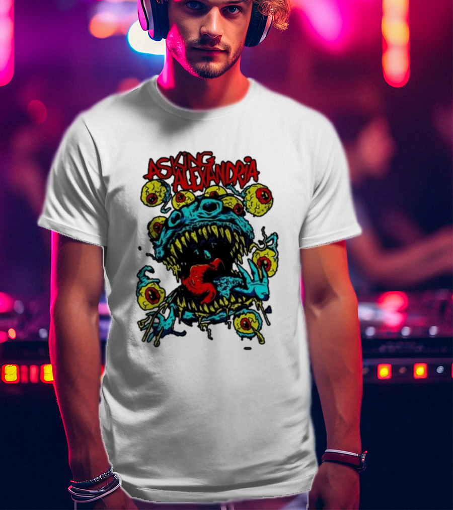 Asking Alexandria Eyeball Monster With Multiple Eyes And Fanged Mouth T-Shirt