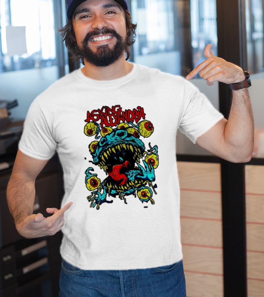 Asking Alexandria Eyeball Monster With Multiple Eyes And Fanged Mouth T-Shirt