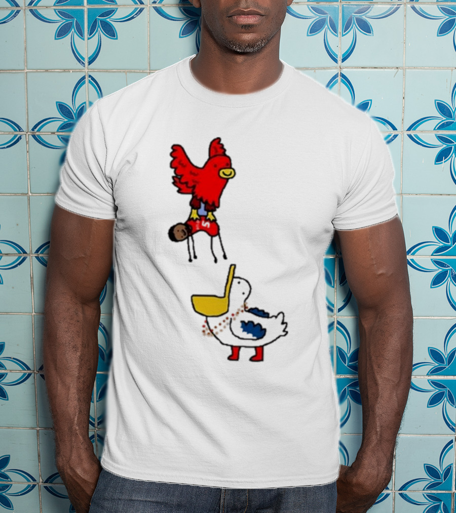 Atlanta Hawks Trade Dejounte Murray Featuring Cartoon Red Hawk Flying Over Pelican T-Shirt