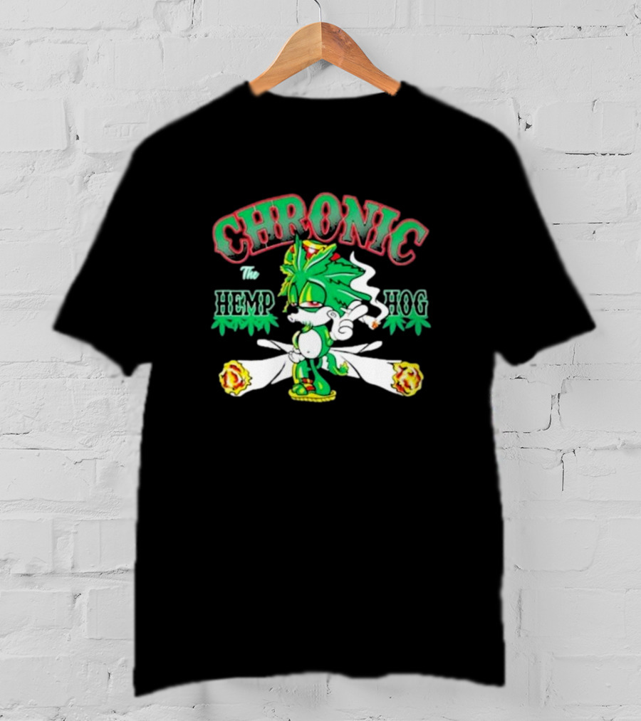 Chronic The Hemp Hog Smoking Cannabis Leaves Humor T-Shirt