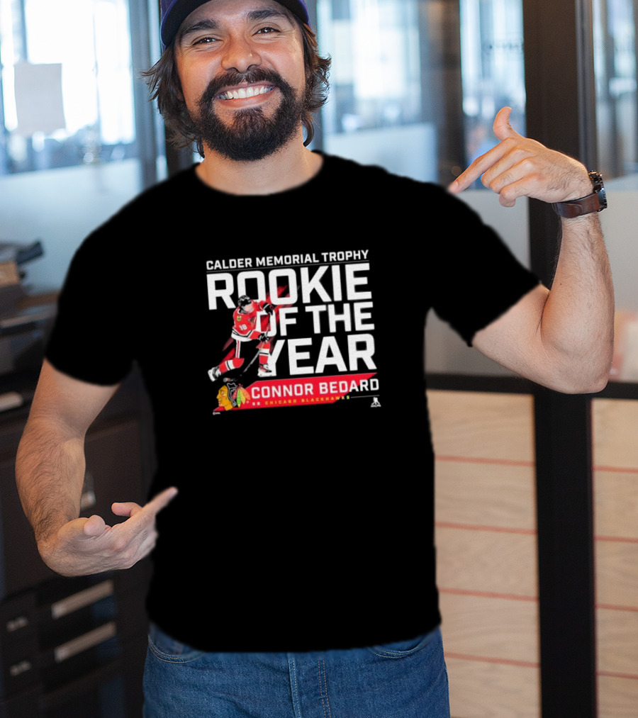 Connor Bedard Calder Memorial Trophy Rookie Of The Year 98 Chicago Blackhawks T-Shirt