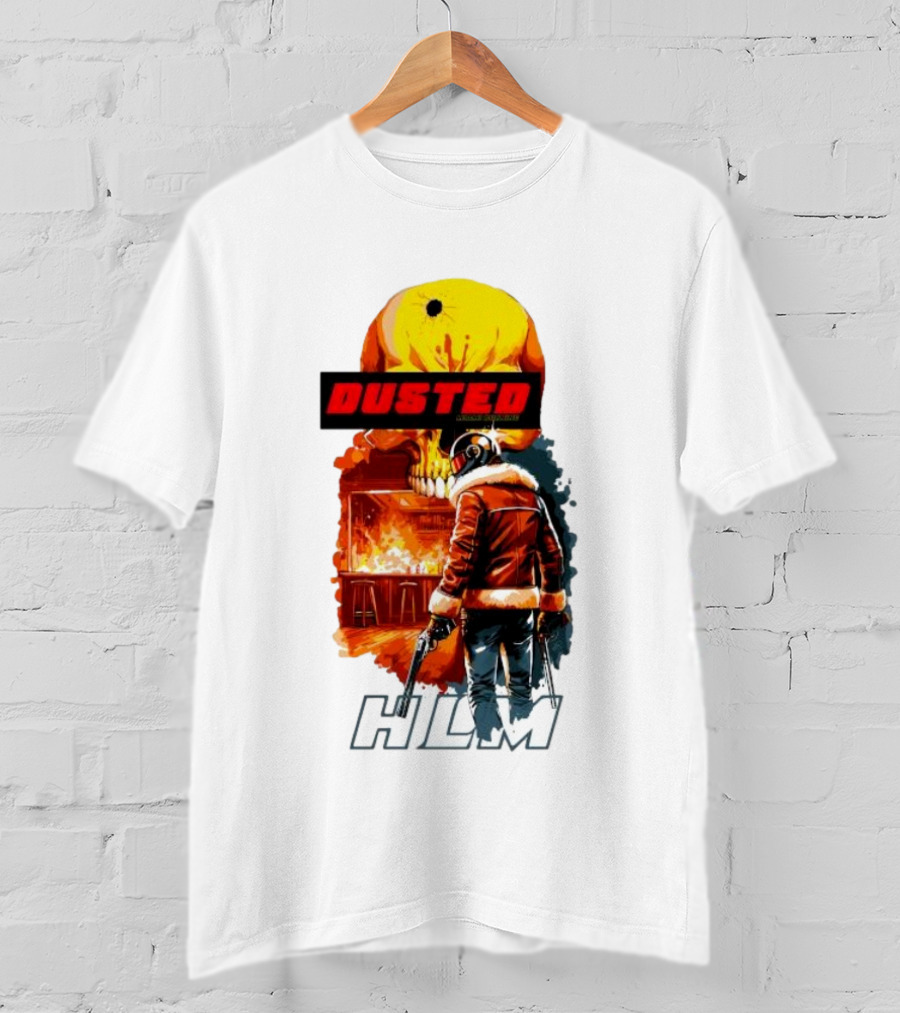 Dusted Miami Burnine Hlm Flame Skull Pilot Jacket Guns T-Shirt