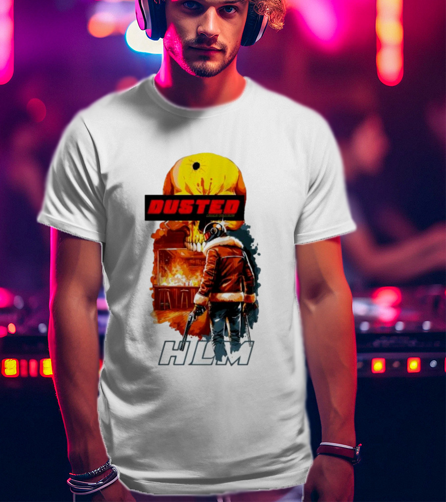 Dusted Miami Burnine Hlm Flame Skull Pilot Jacket Guns T-Shirt