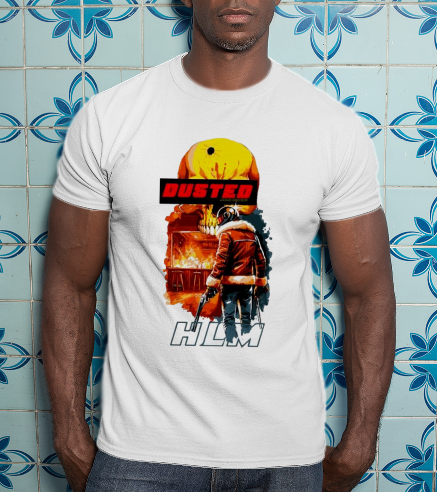 Dusted Miami Burnine Hlm Flame Skull Pilot Jacket Guns T-Shirt