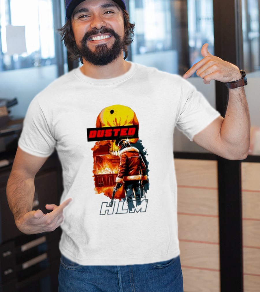 Dusted Miami Burnine Hlm Flame Skull Pilot Jacket Guns T-Shirt