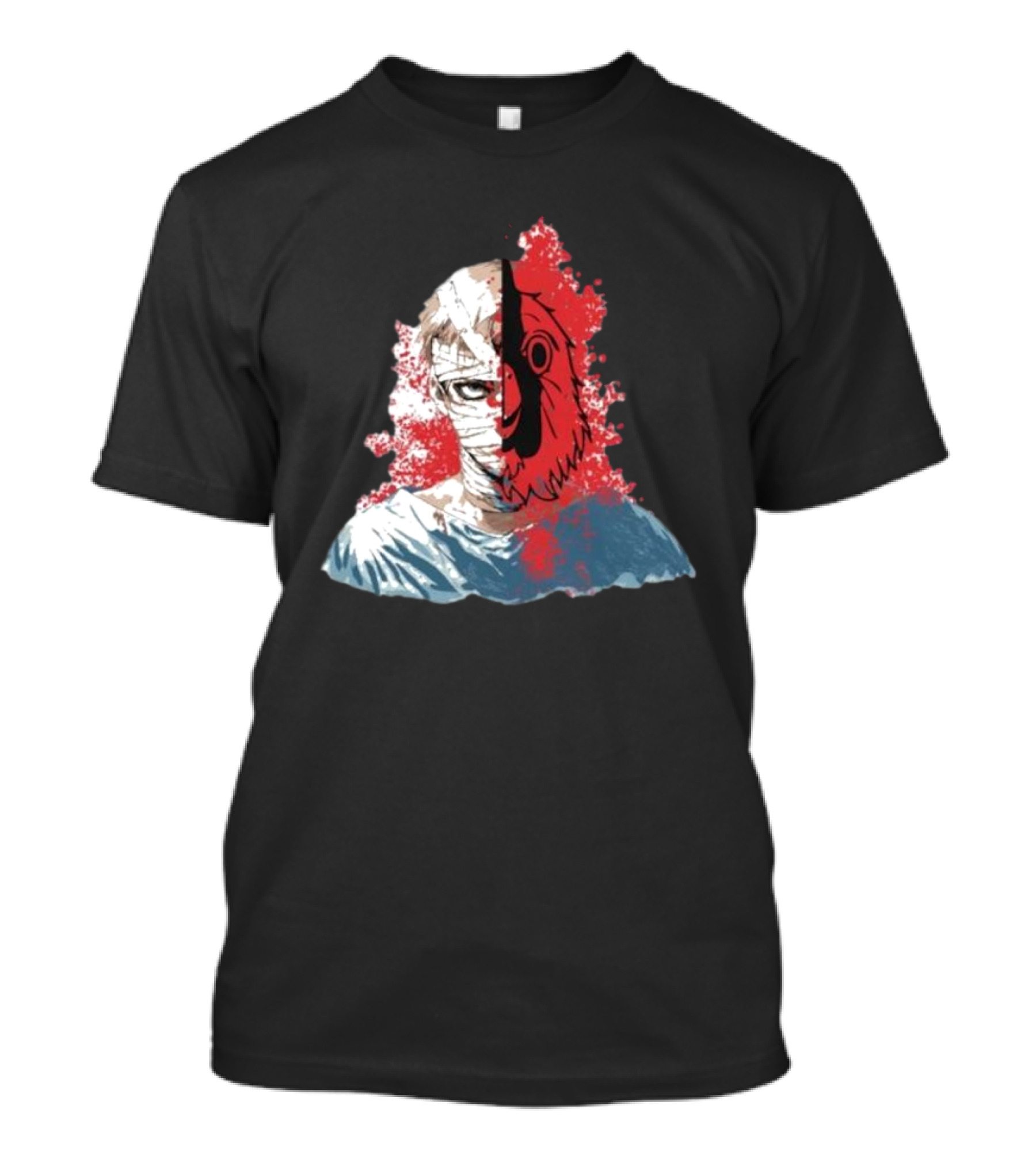 Hospital Jacket Escape Graphic Red Splatter Masked Face T-Shirt