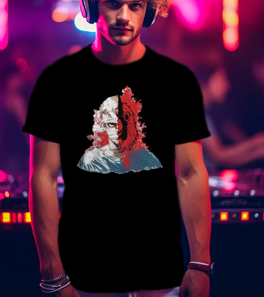 Hospital Jacket Escape Graphic Red Splatter Masked Face T-Shirt