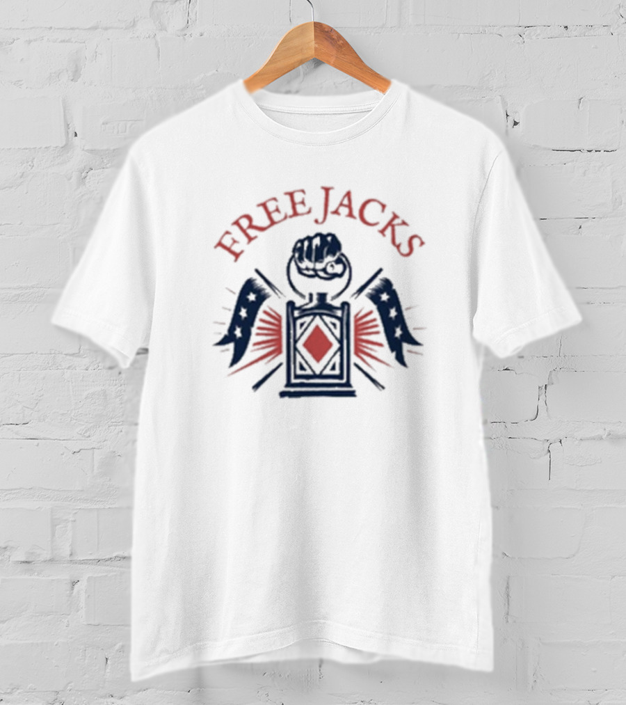 Free Jacks Fist With Stars And Flags Rugby Emblem New England T-Shirt