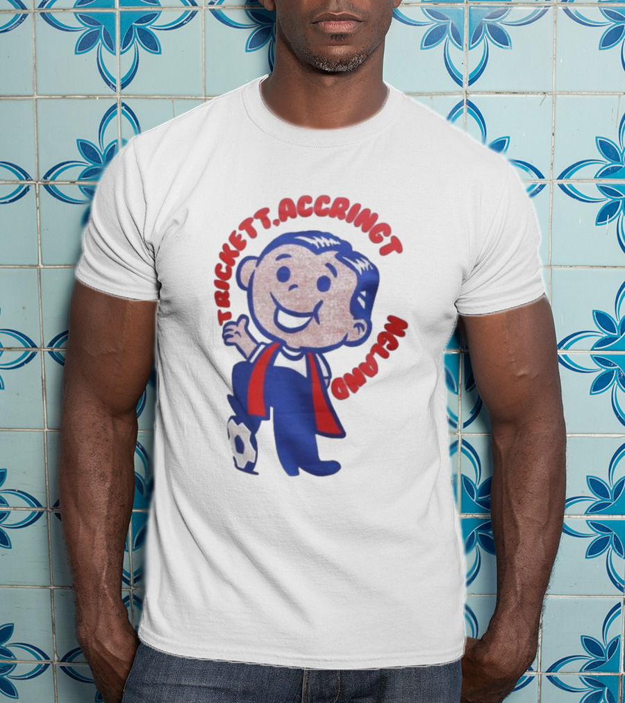 Trickett Accrington England Soccer Boy Cartoon Character T-Shirt