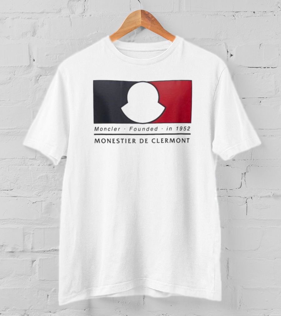 Moncler Founded In 1952 Monestier De Clermont Sky Blue Logo Black Red T-Shirt