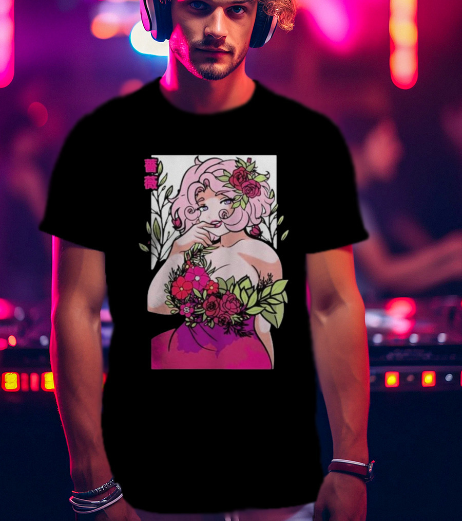 Ph1lza Game Supp Floral Anime Character T-Shirt