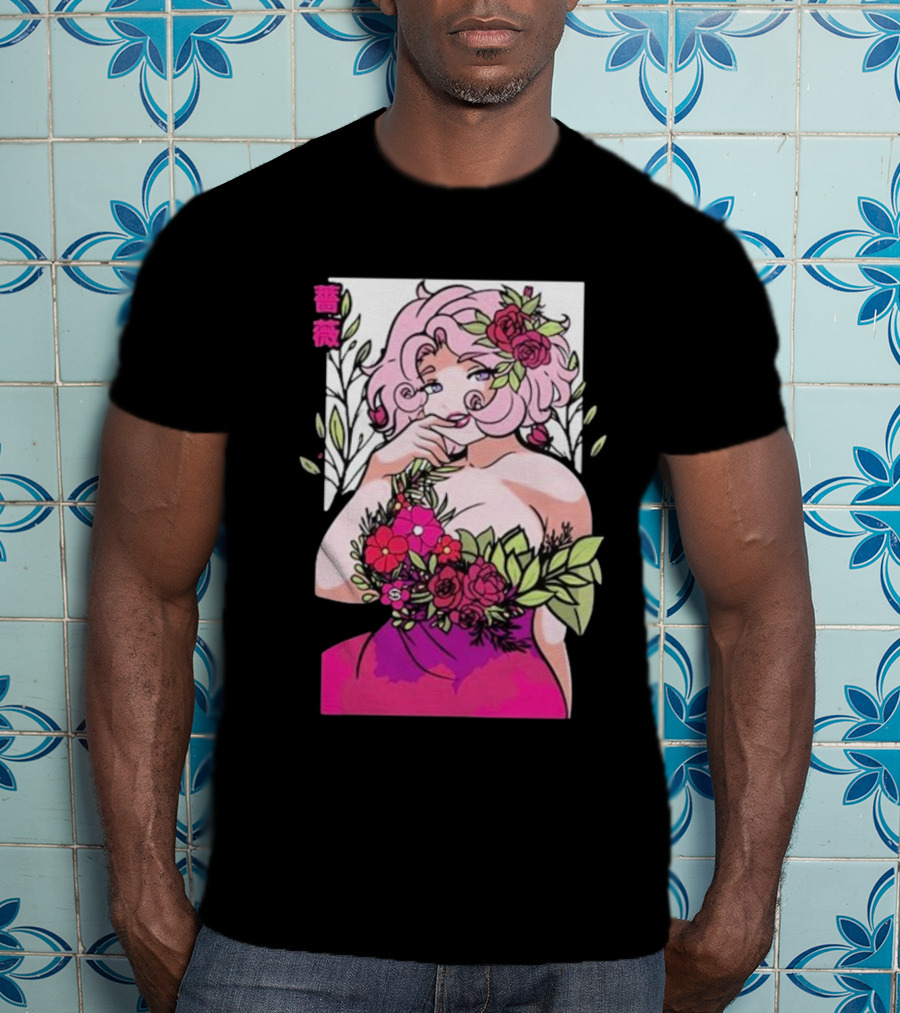 Ph1lza Game Supp Floral Anime Character T-Shirt