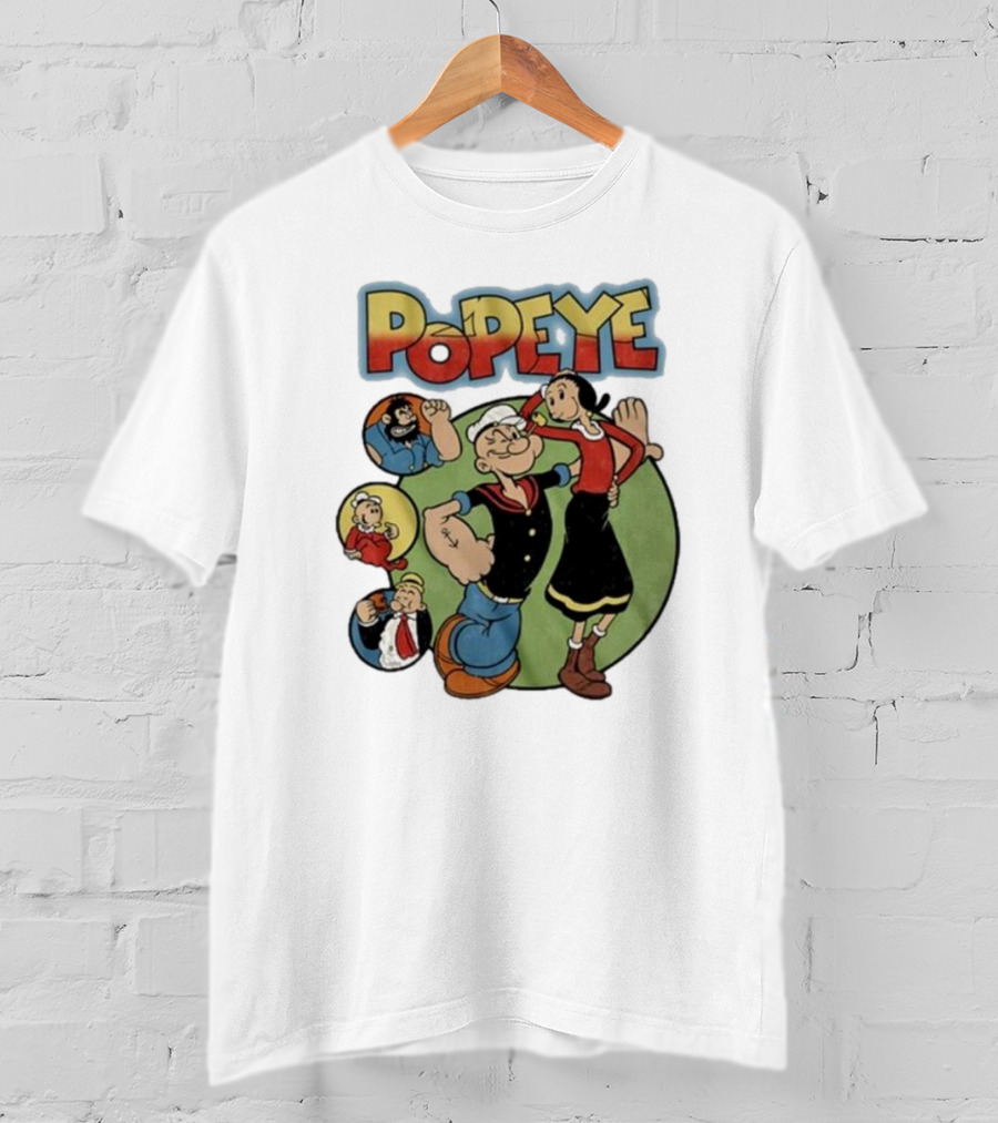 Popeye And Olive Oyl Cartoon Characters Sailor Spinach Classic Animation T-Shirt