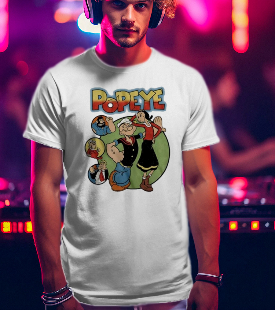 Popeye And Olive Oyl Cartoon Characters Sailor Spinach Classic Animation T-Shirt