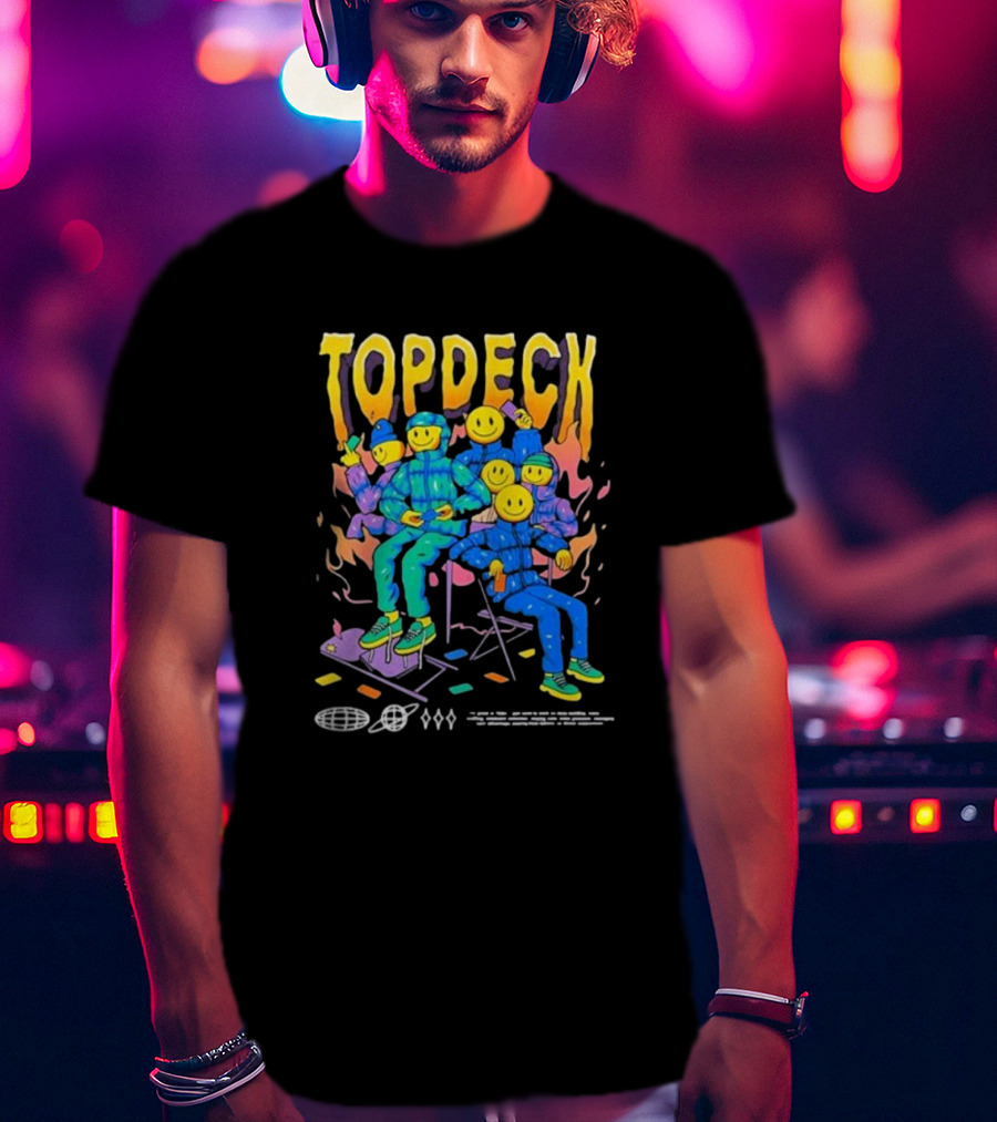 TOPDECK Smiley Squad Vibrant Characters With Musical Vibes T-Shirt