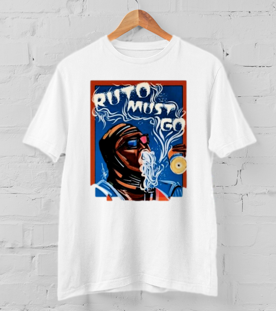 Ruto Must Go Bold Illustration With Smoking Character T-Shirt