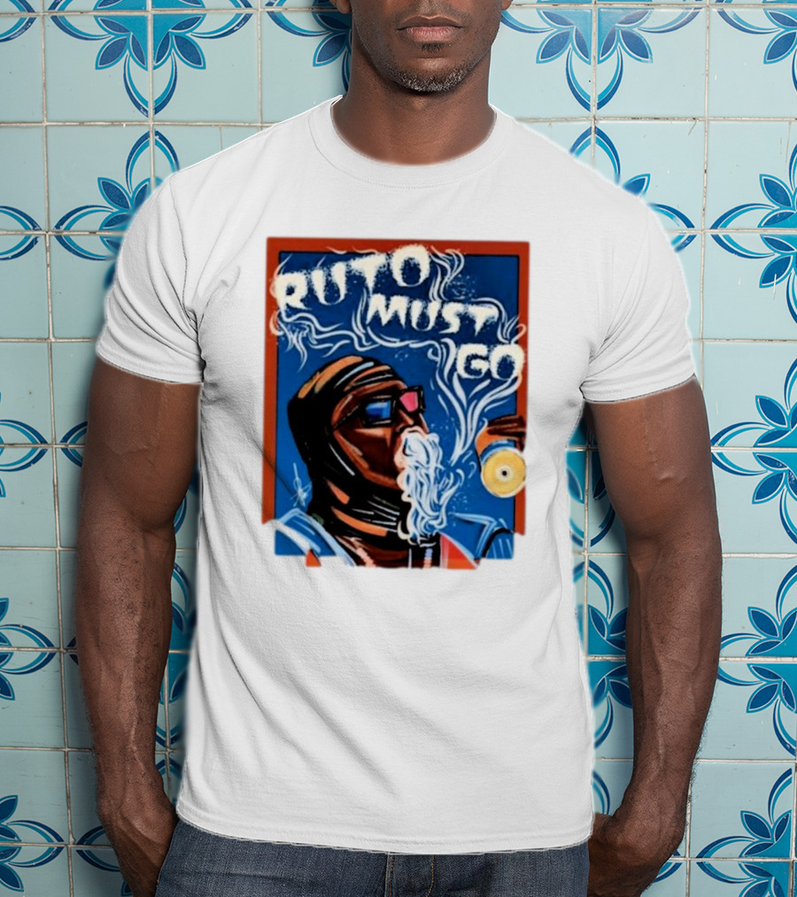 Ruto Must Go Bold Illustration With Smoking Character T-Shirt