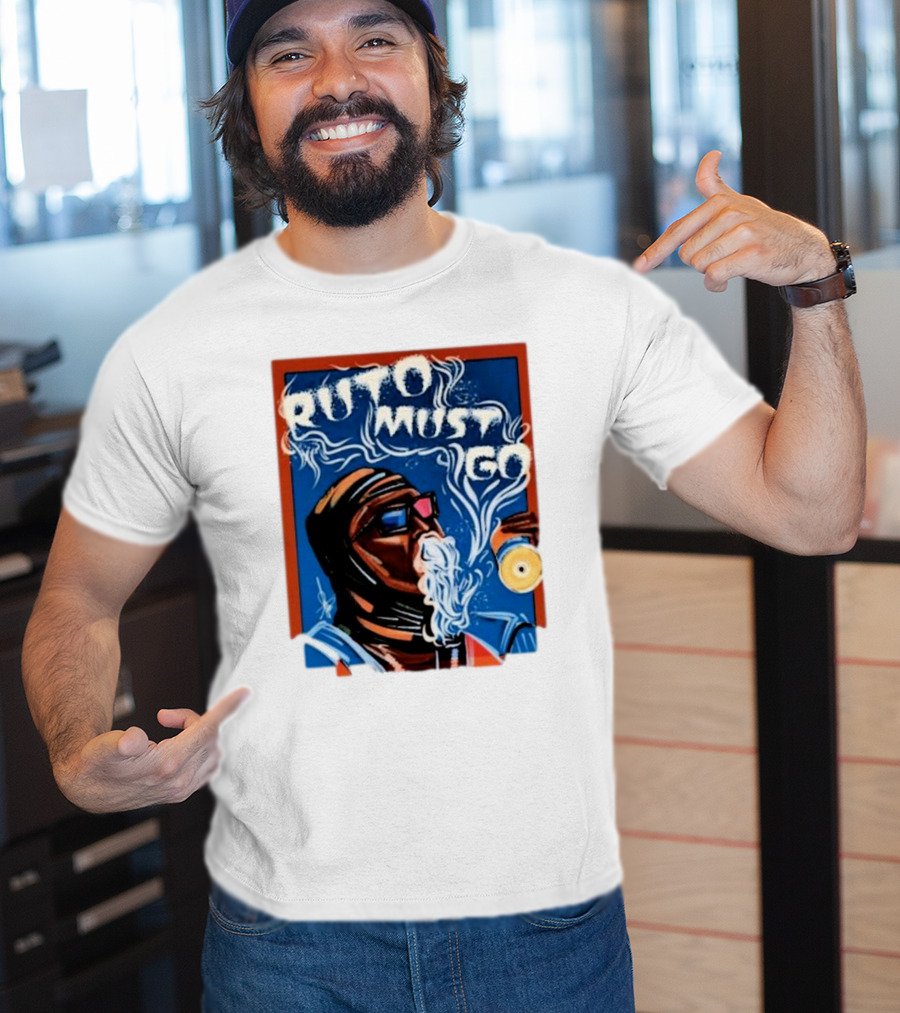Ruto Must Go Bold Illustration With Smoking Character T-Shirt