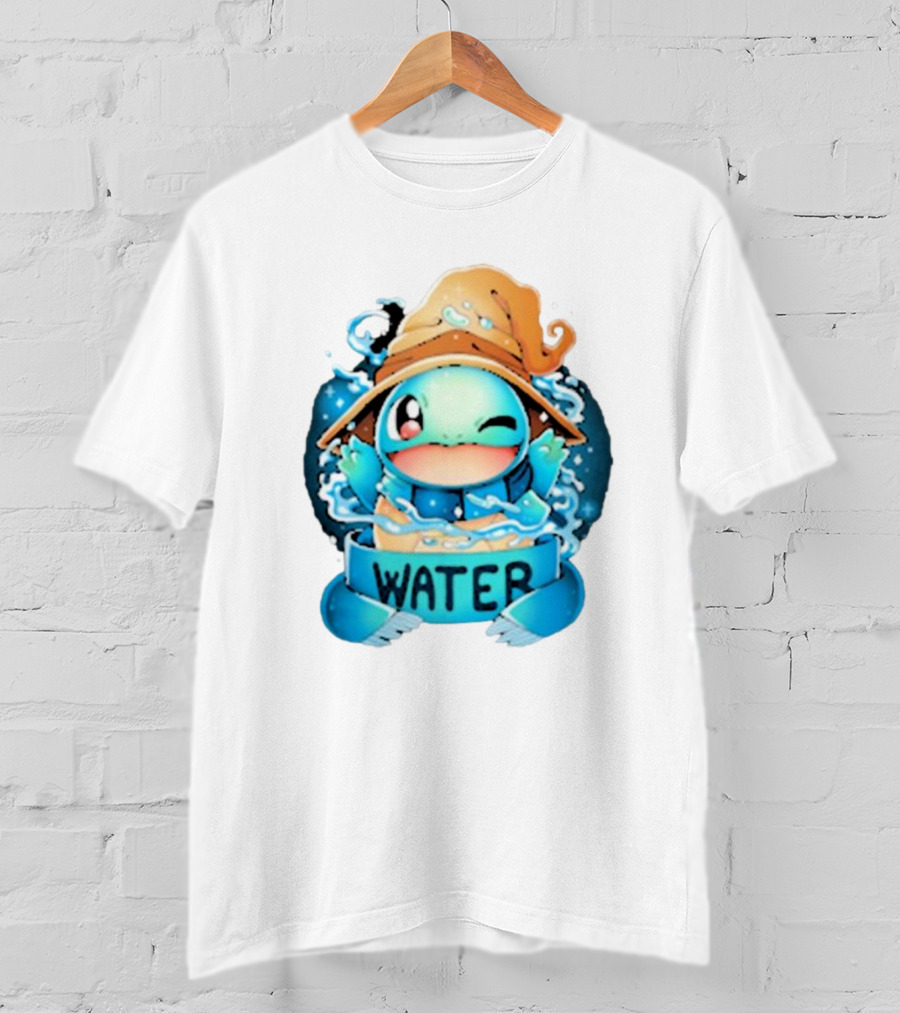Squirtle Wizard Water Winking Blue Hat T-Shirt