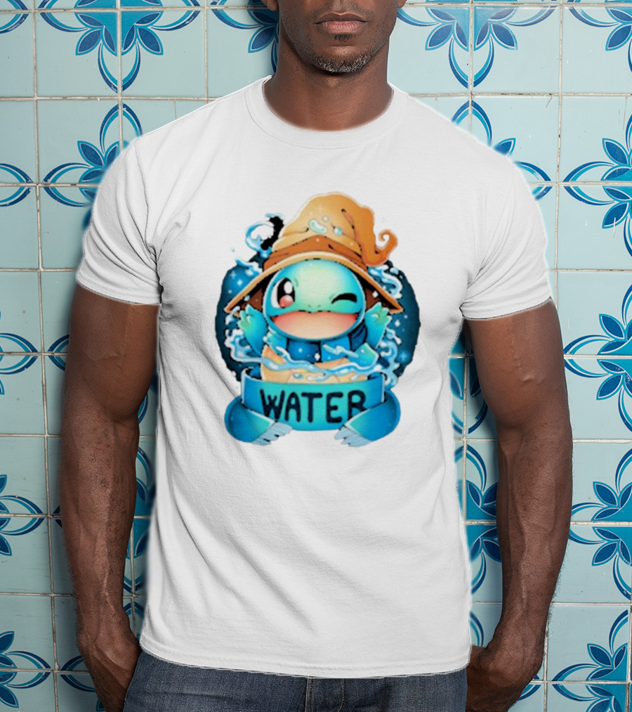 Squirtle Wizard Water Winking Blue Hat T-Shirt